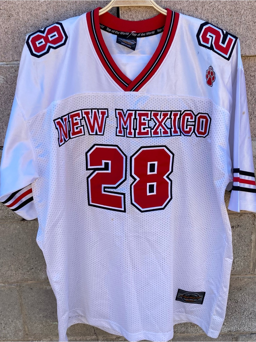 New Mexico Lobos Football Jersey Large White Red Vintage UNM #28